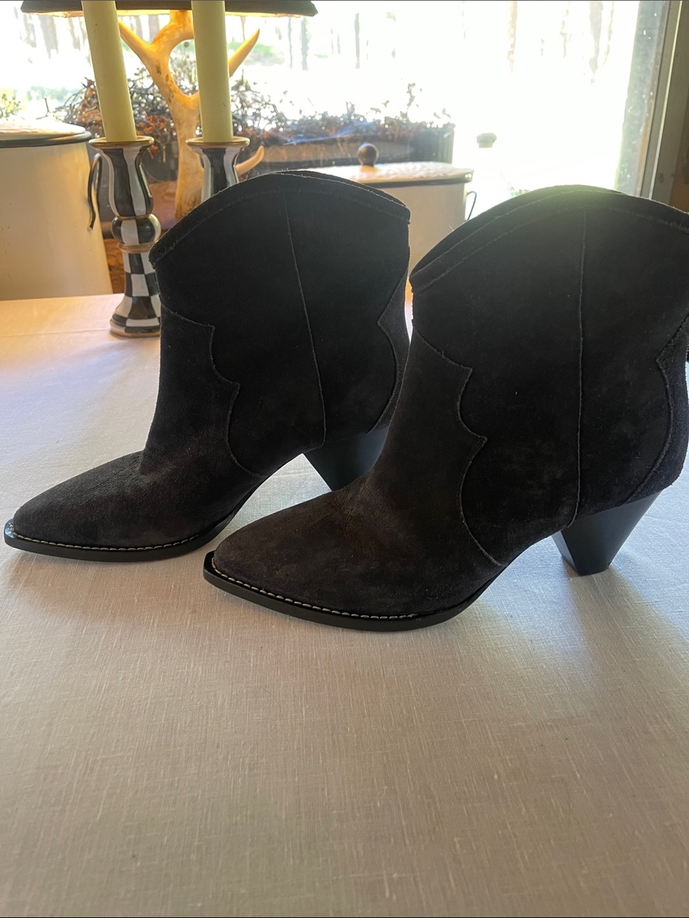 Isabel Marant charcoal grey ankle boots.